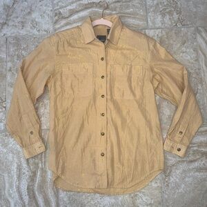 Lizwear‎ Gold Button-Up Blouse Size Petite